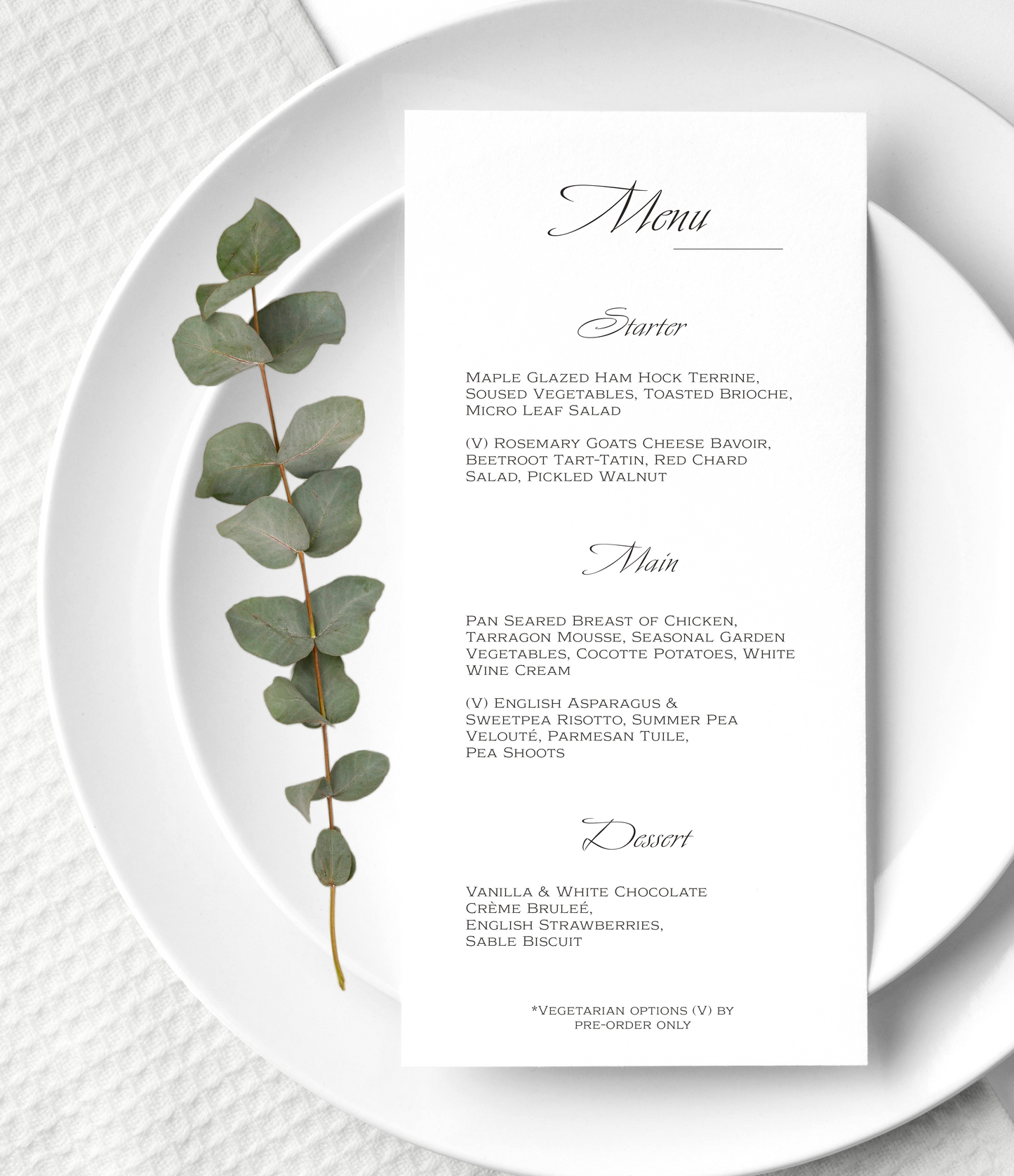 Wedding menu - Classic collection