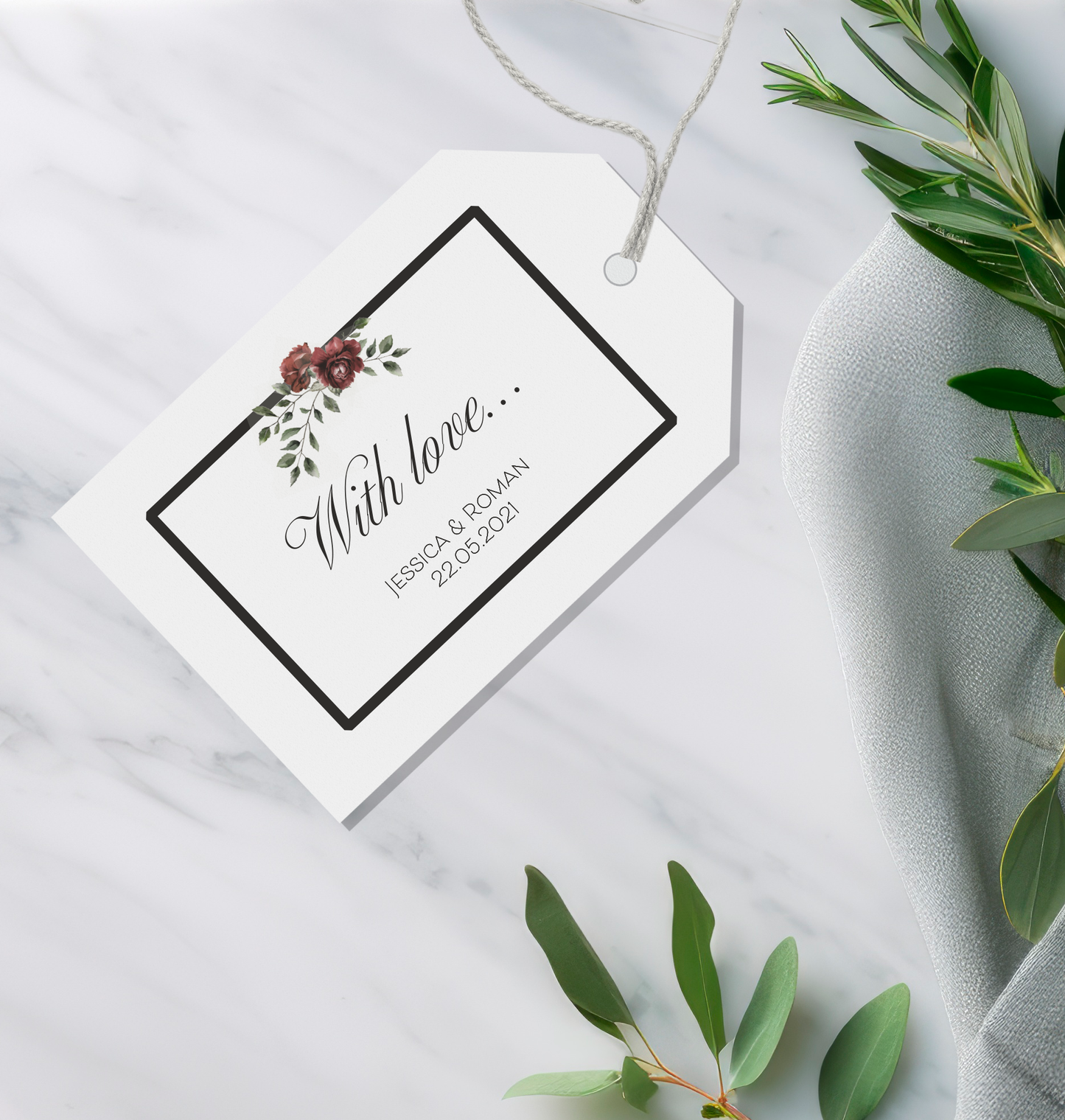 Vintage Rose Favour Tag