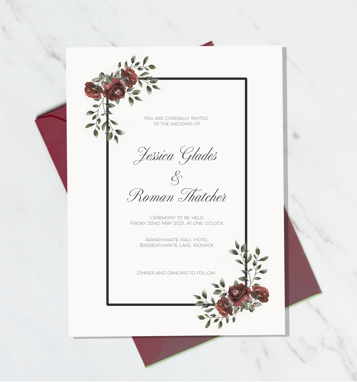 Vintage Rose Wedding Invitation