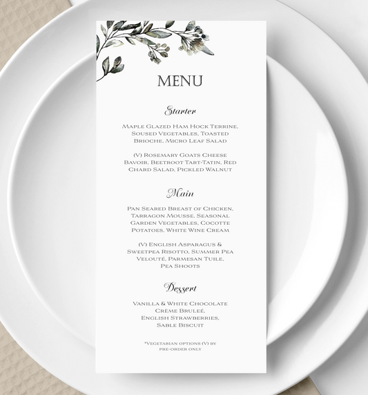 Wedding menu - Black Tie collection