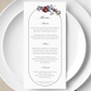 Wedding menu - Blue Florals collection