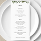 Wedding menu - Elegant Greenery collection