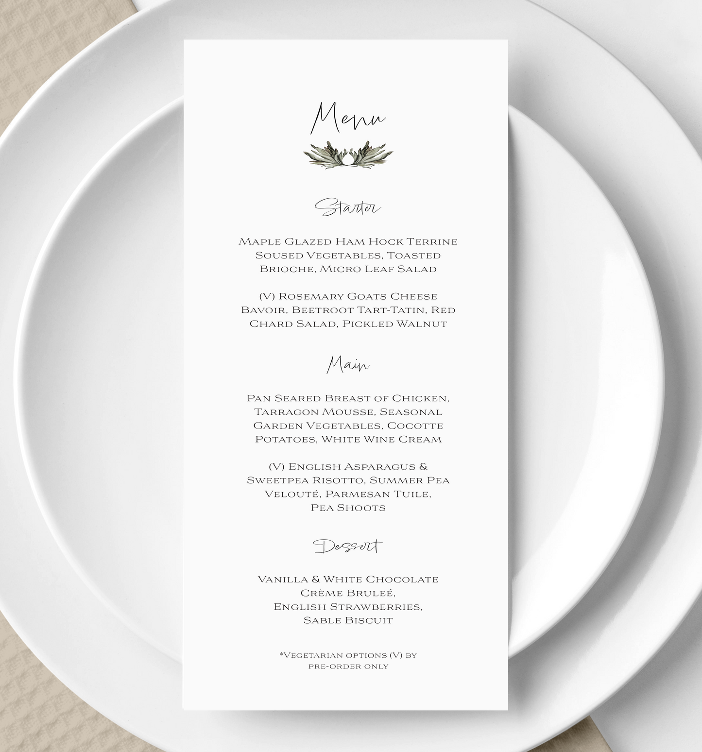 Wedding menu - Grey Simplicity collection