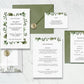 Sage green elegant greenery wedding invitation suite vellum jacket