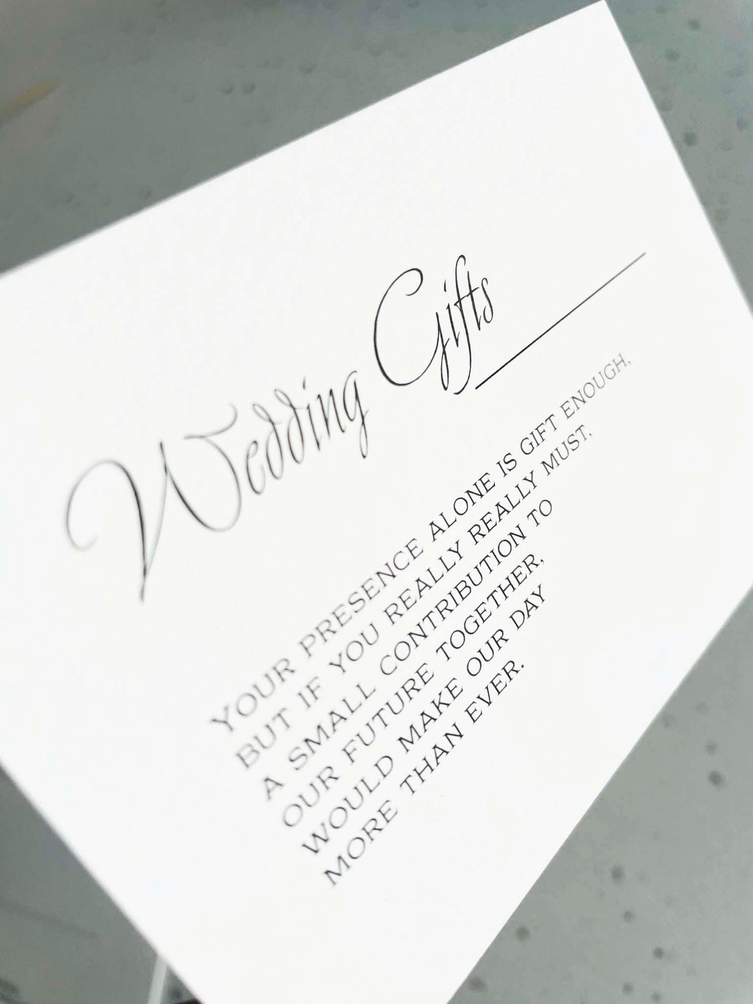 Classic wedding invitation gift poem