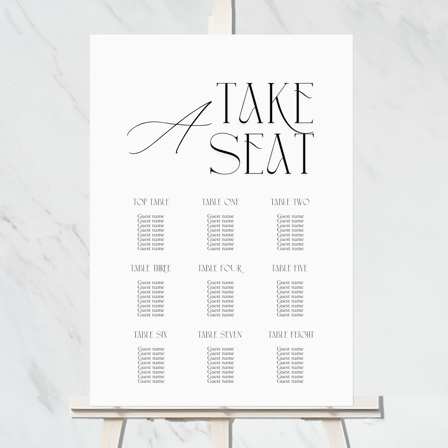 Luxe collection - Seating Plan