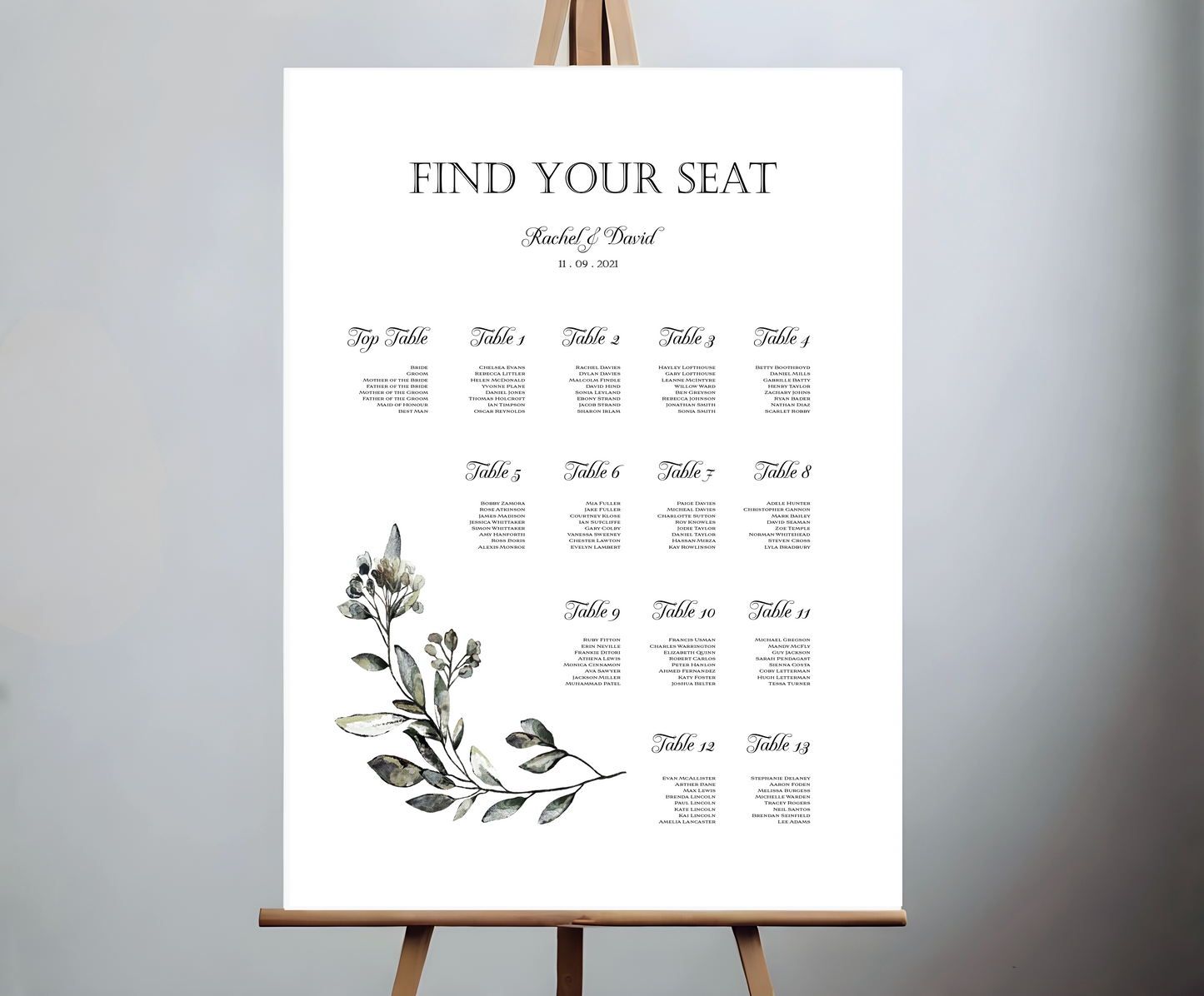 Black Tie collection - Seating Plan #3