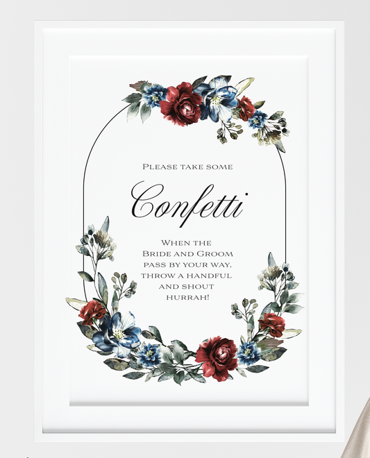 Blue Florals Collection - Confetti wedding sign