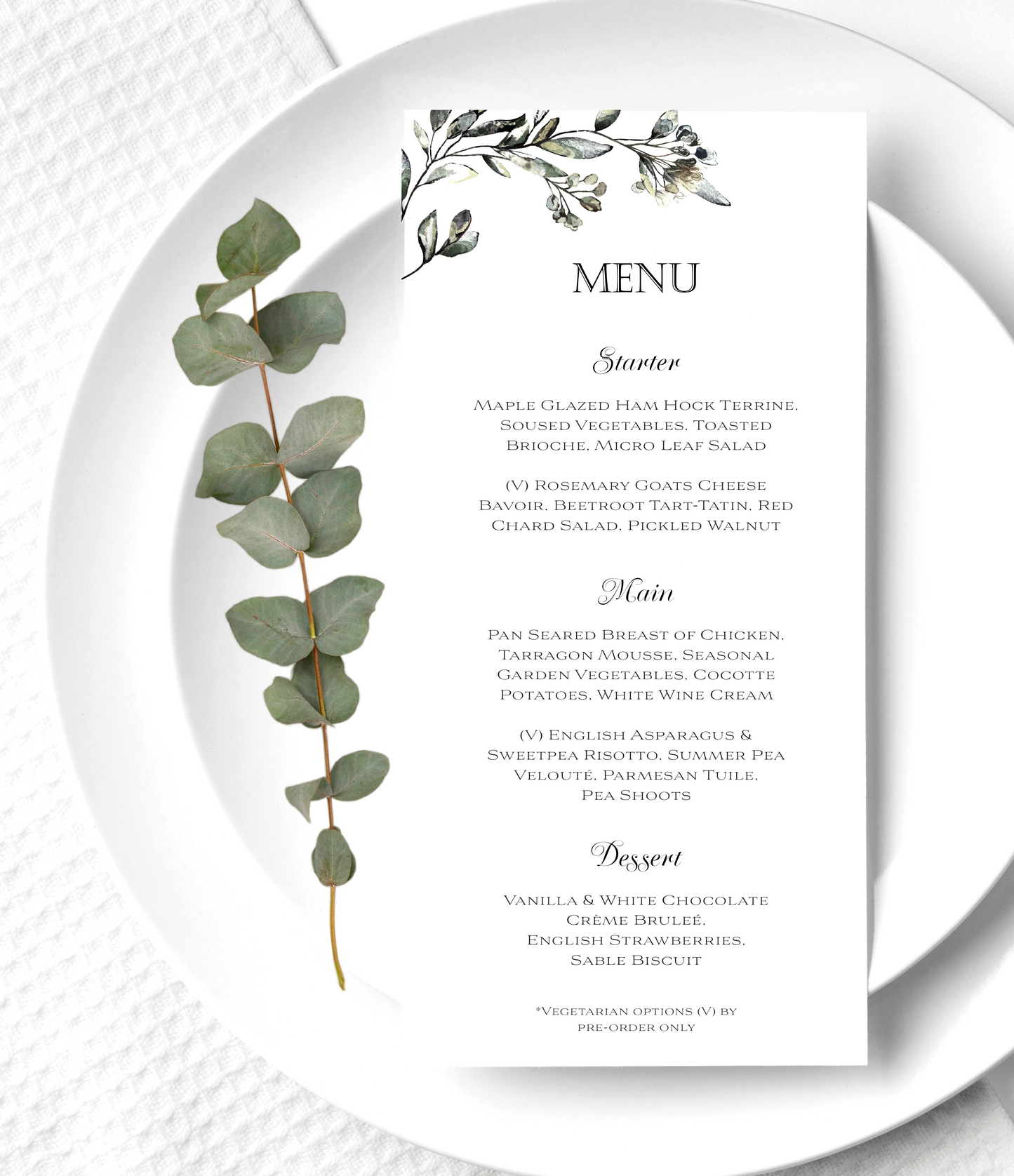 Wedding menu - Black Tie collection