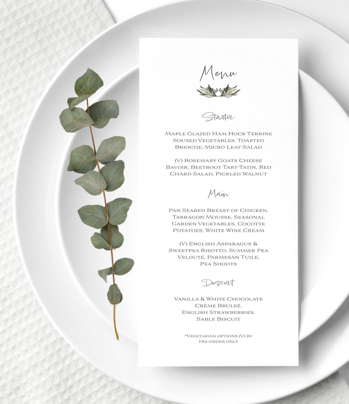 Wedding menu - Grey Simplicity collection