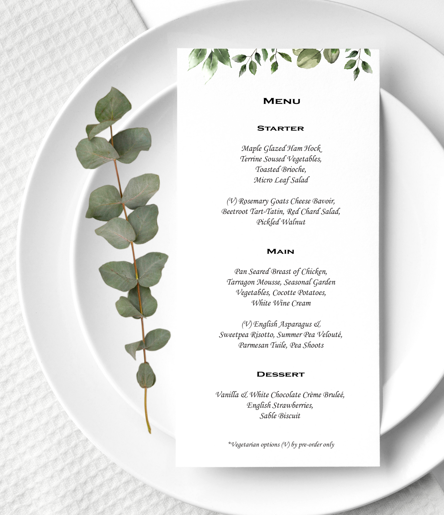 Wedding menu - Elegant Greenery collection