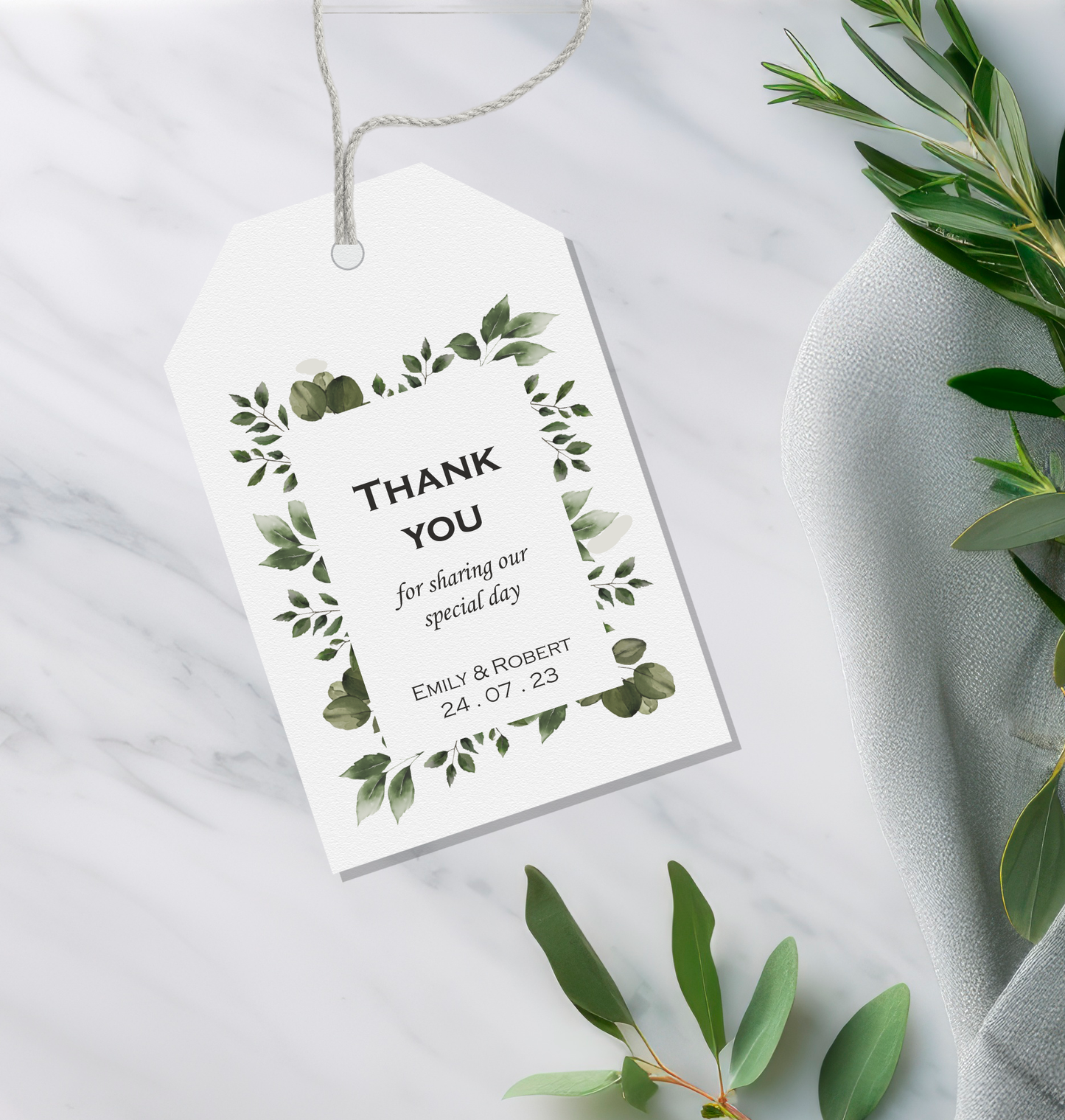 Elegant Greenery Favour Tag