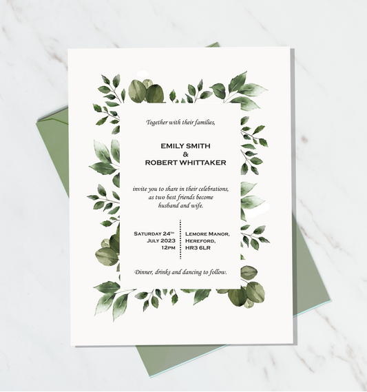 Elegant Greenery wedding invitation