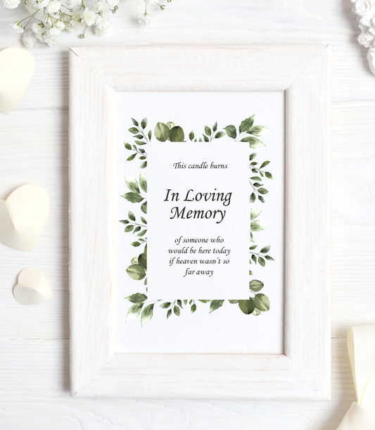 Elegant Greenery Collection - Candle Burns In Loving Memory print