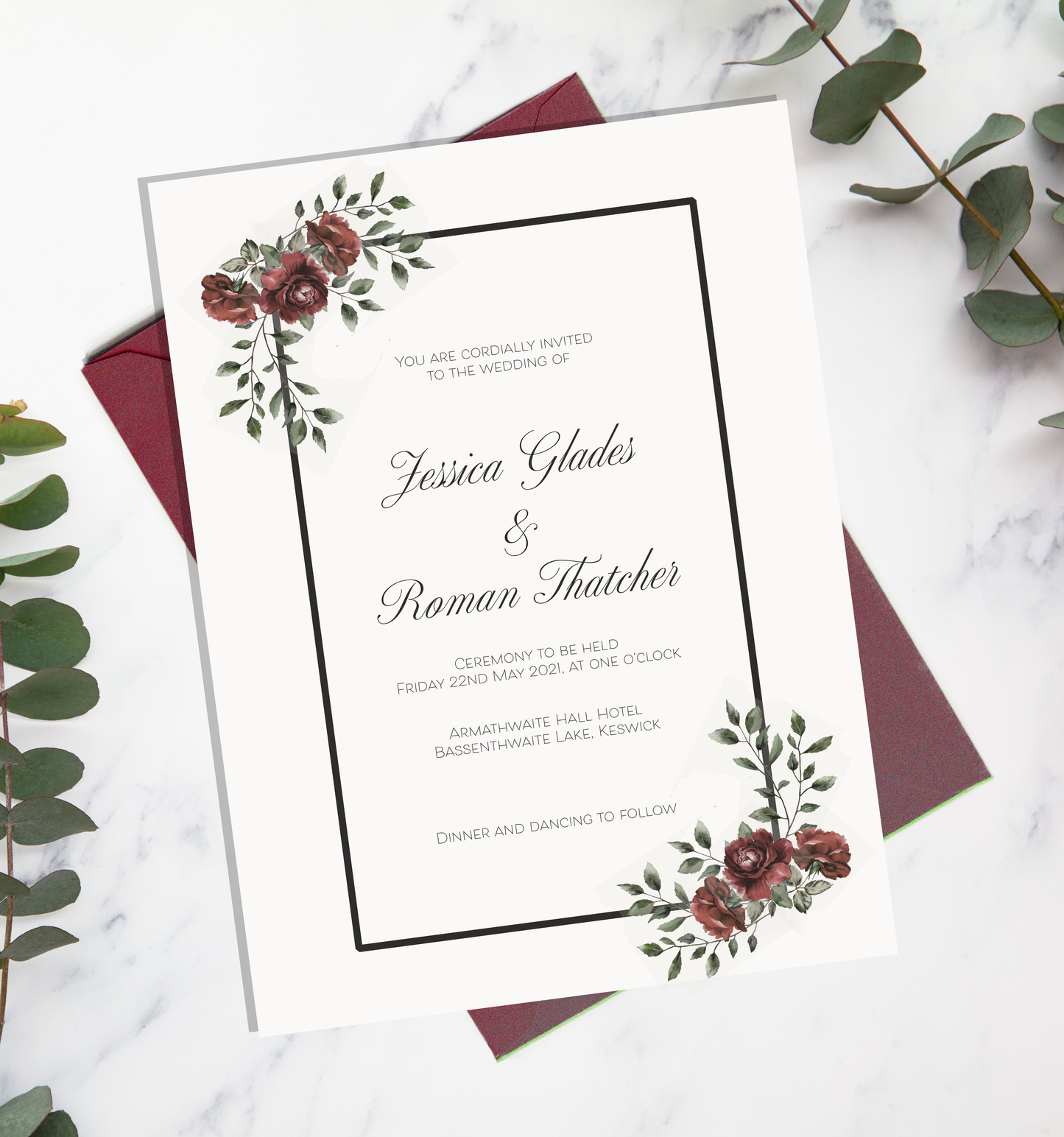 Vintage Rose Wedding Invitation