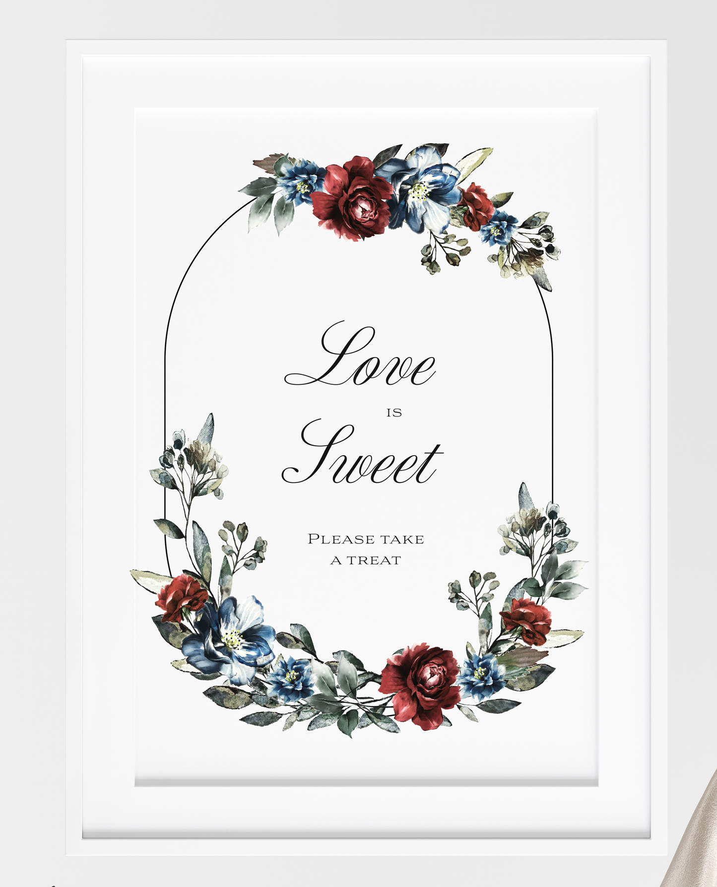 Blue Florals Collection - Love is Sweet wedding sign