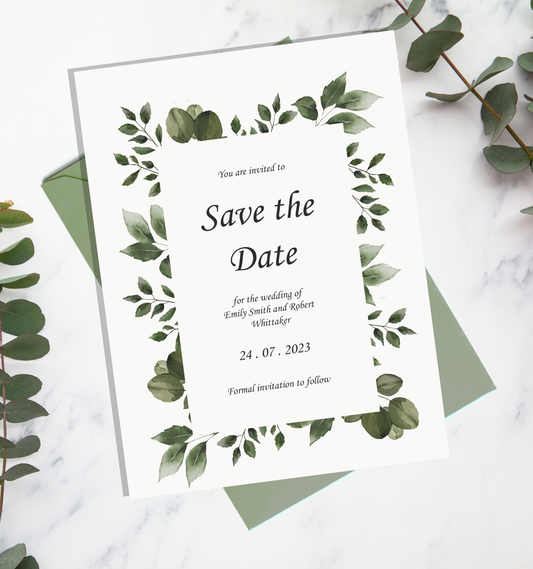 Elegant Greenery Save the Date