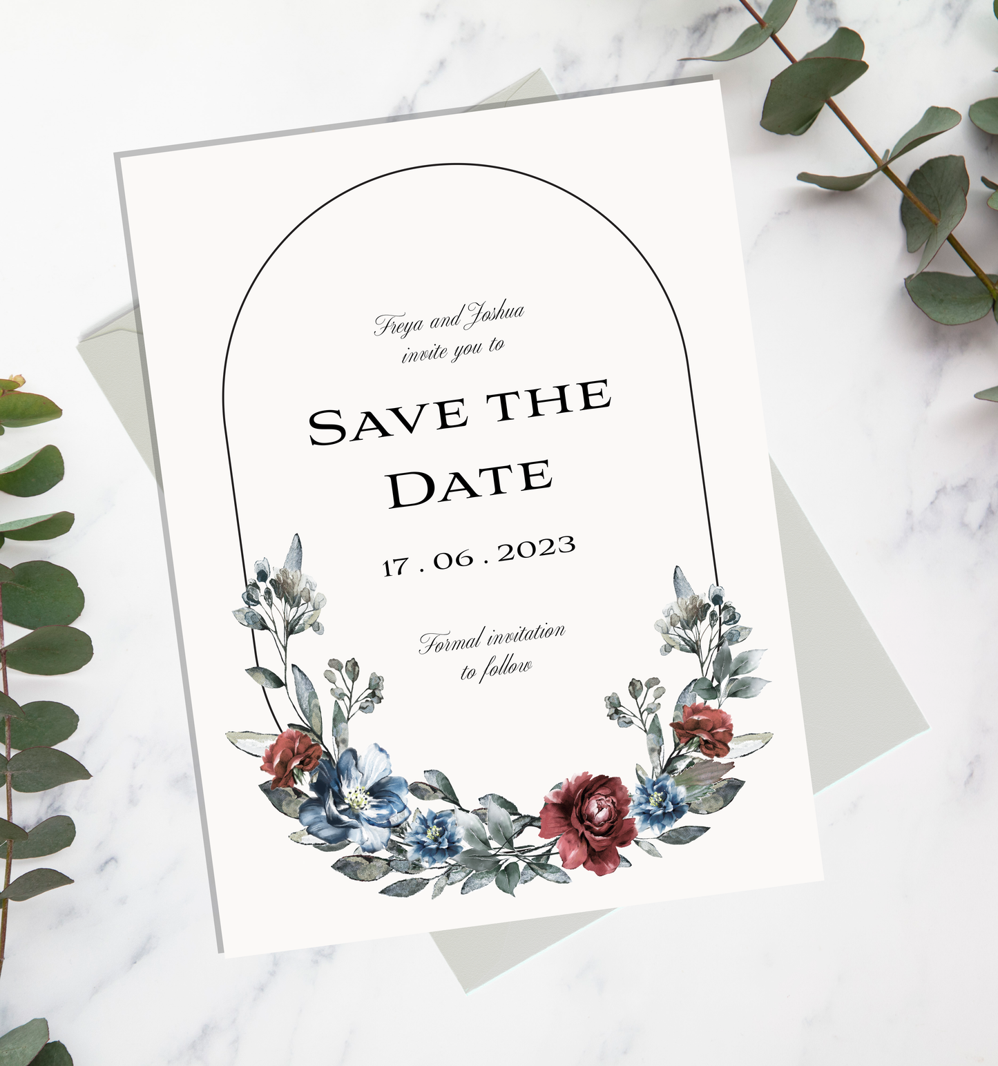 Blue Florals Save the Date