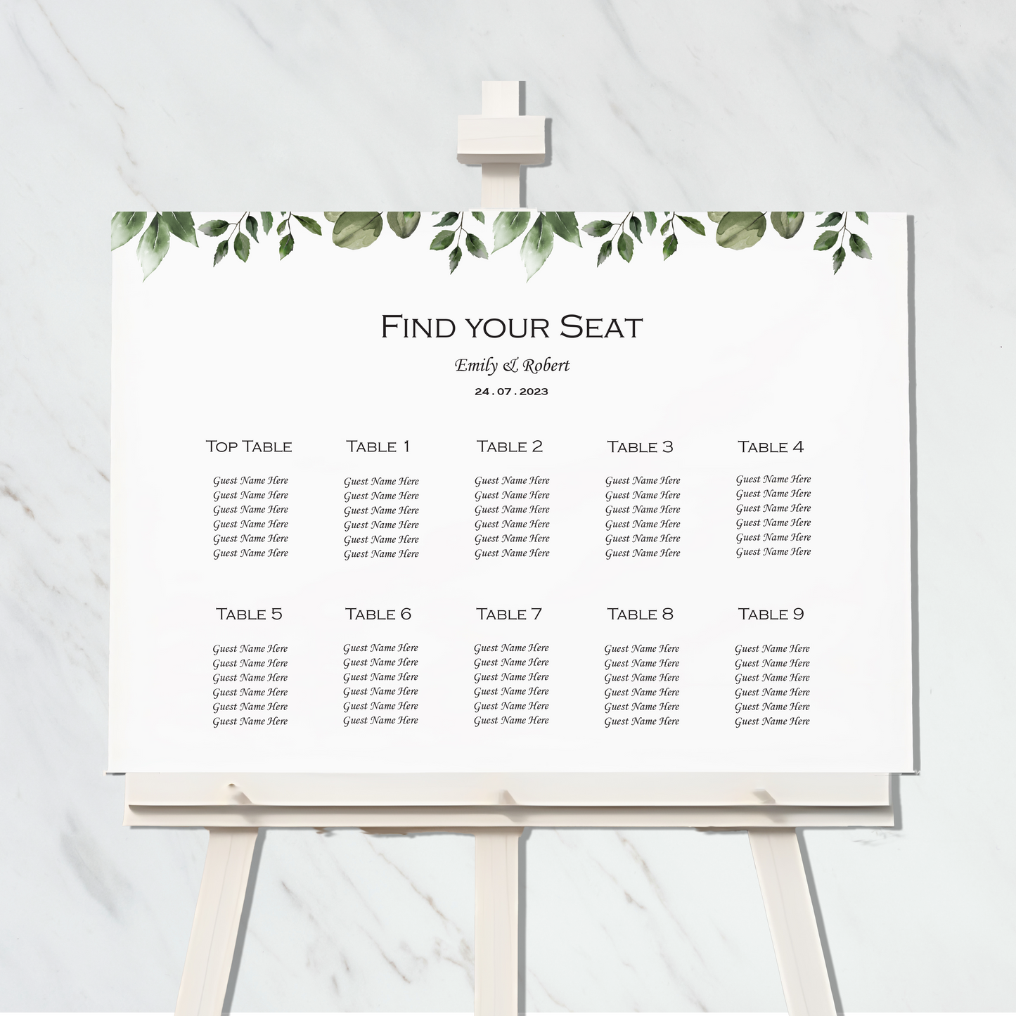 Elegant Greenery collection - Seating Plan #2