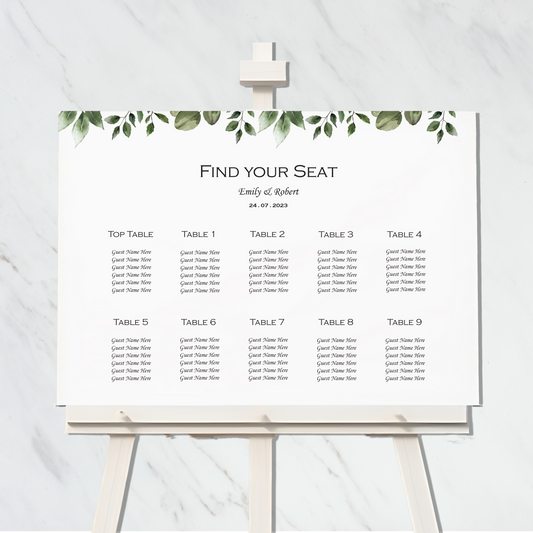 Elegant Greenery collection - Seating Plan #2