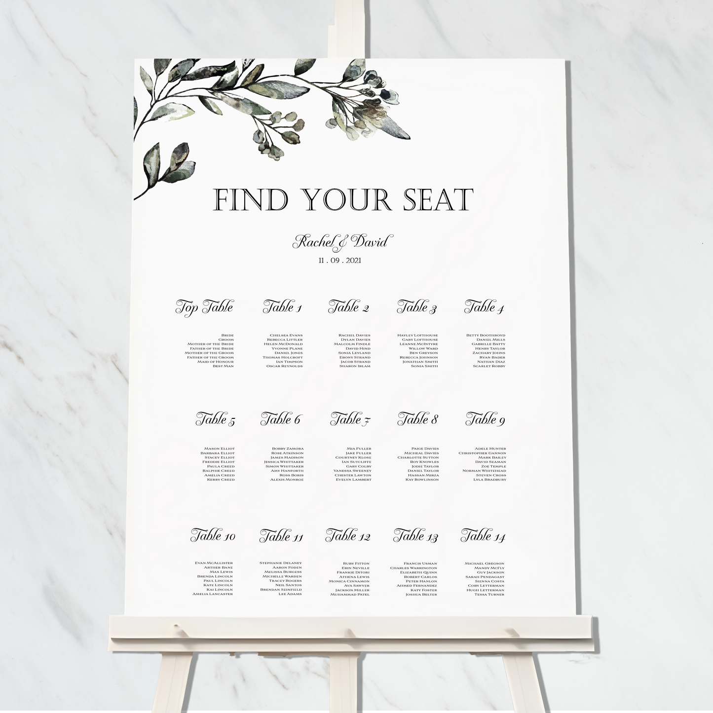 Black Tie collection - Seating Plan #1