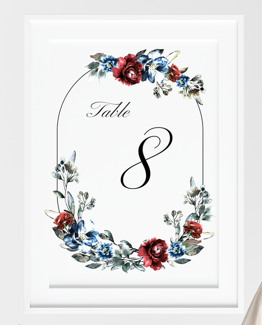 Blue Florals Collection - Table numbers