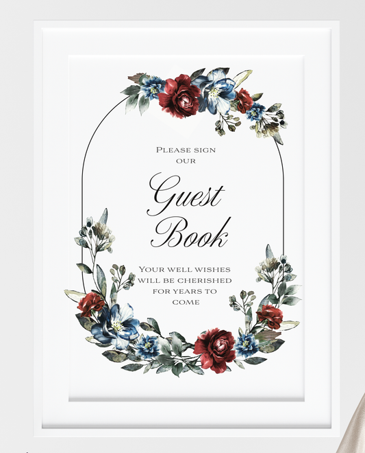 Blue Florals Collection - Guest Book wedding sign