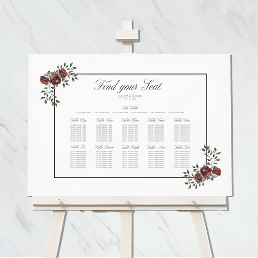 Vintage Rose seating plan landscape 