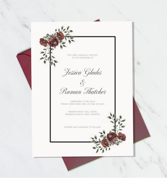 Vintage Rose Wedding Invitation