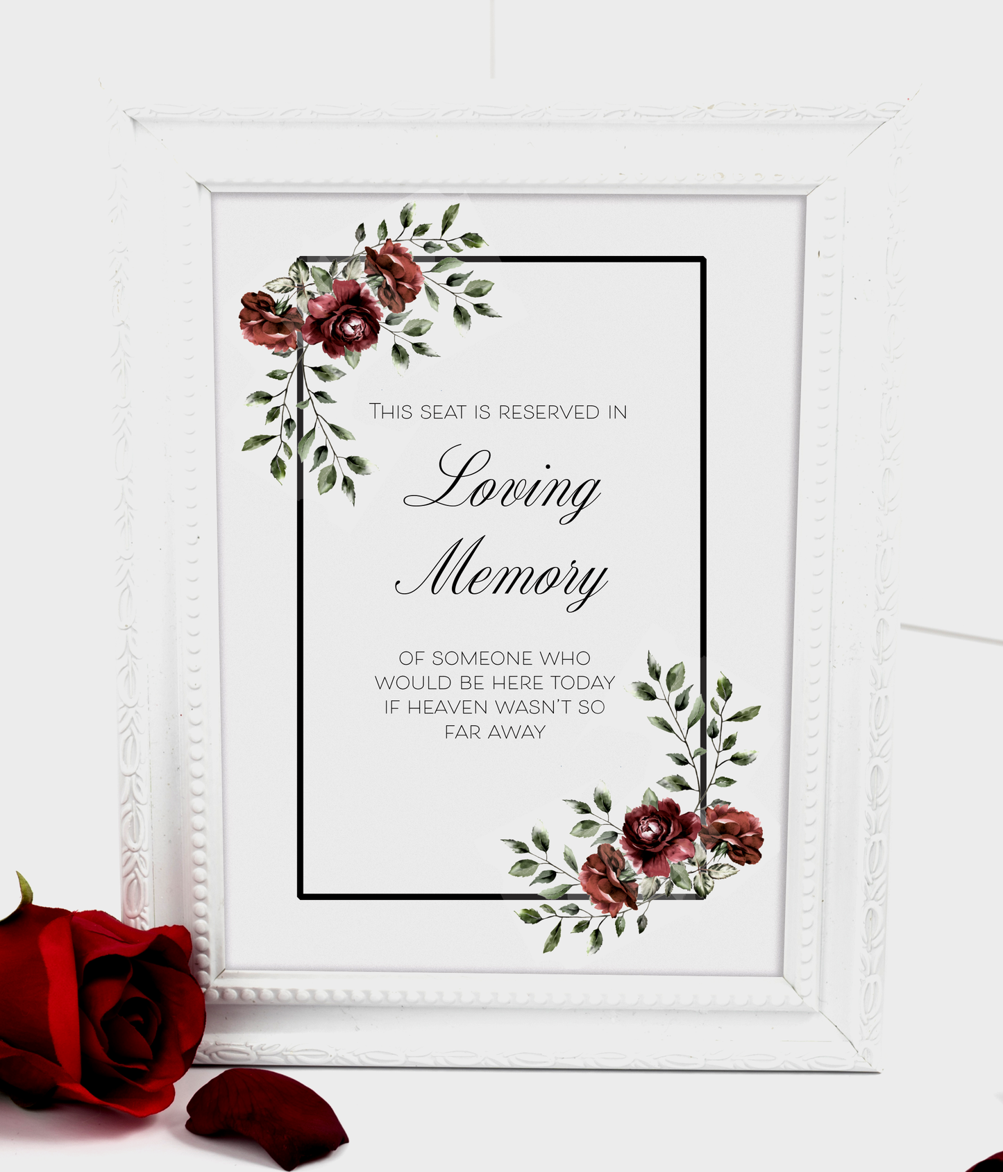 Vintage Rose Collection - Seat Reserved In Loving Memory print