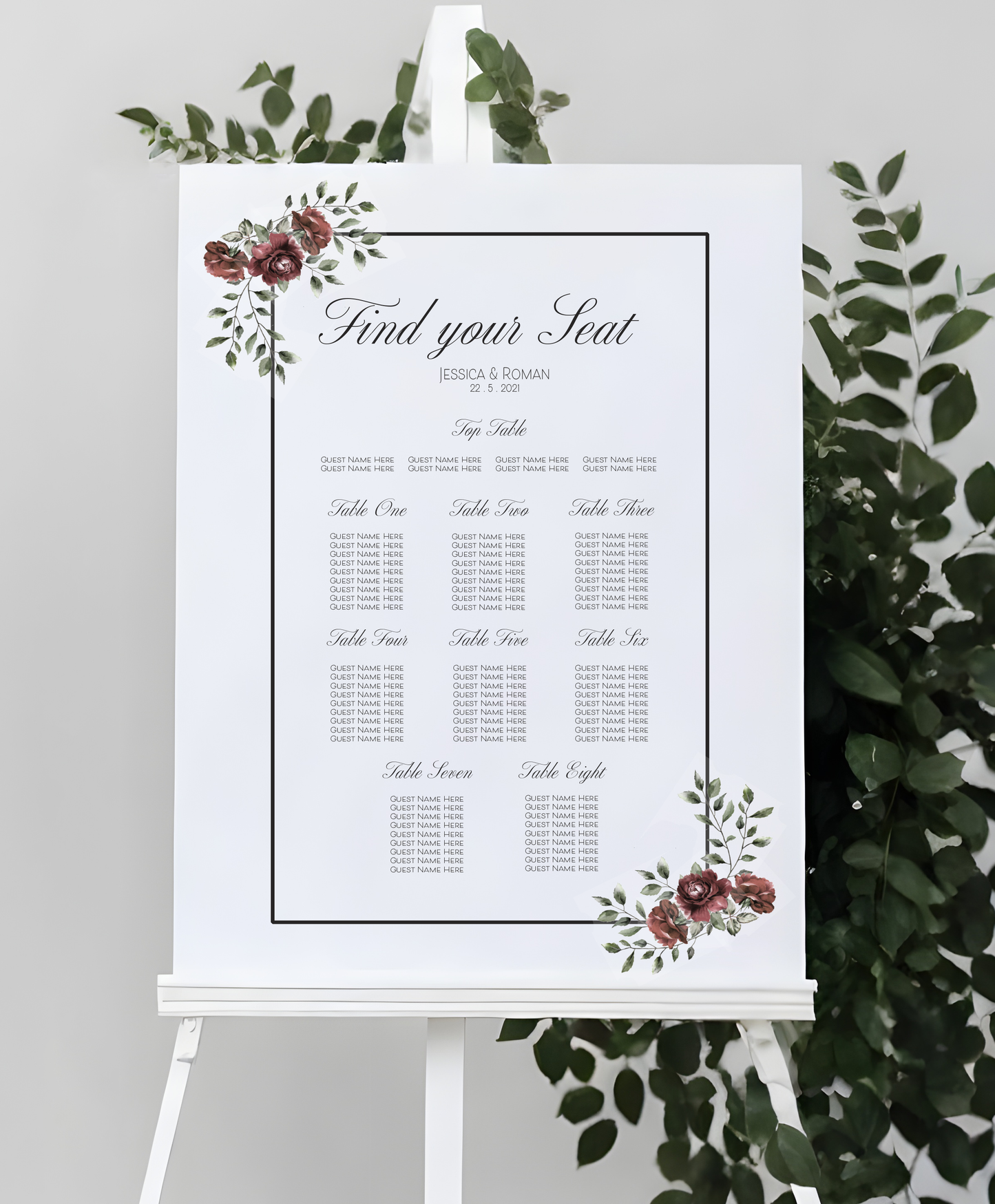 Vintage Rose collection - Seating Plan #1