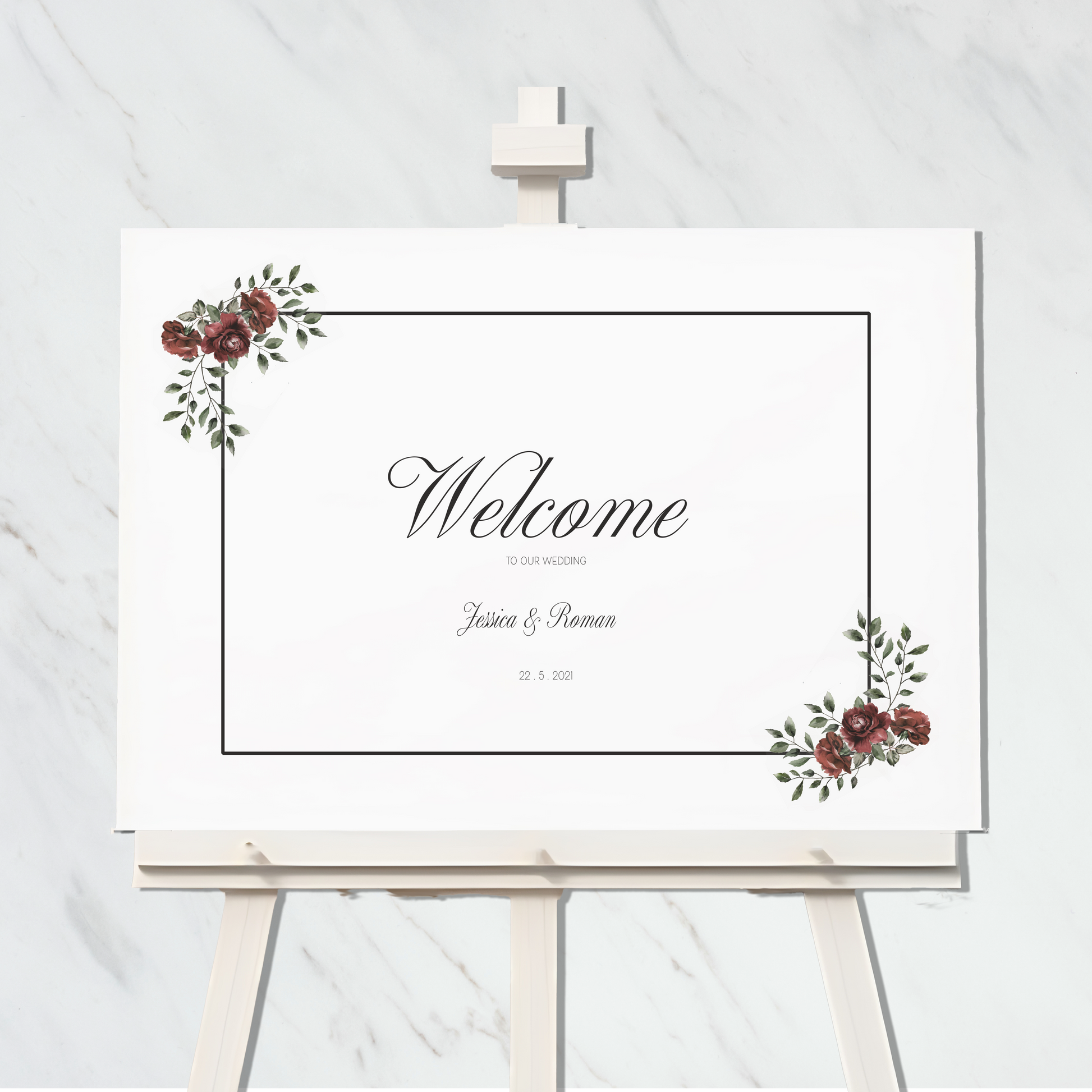 vintage rose welcome sign landscape