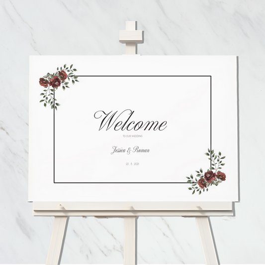 vintage rose welcome sign landscape